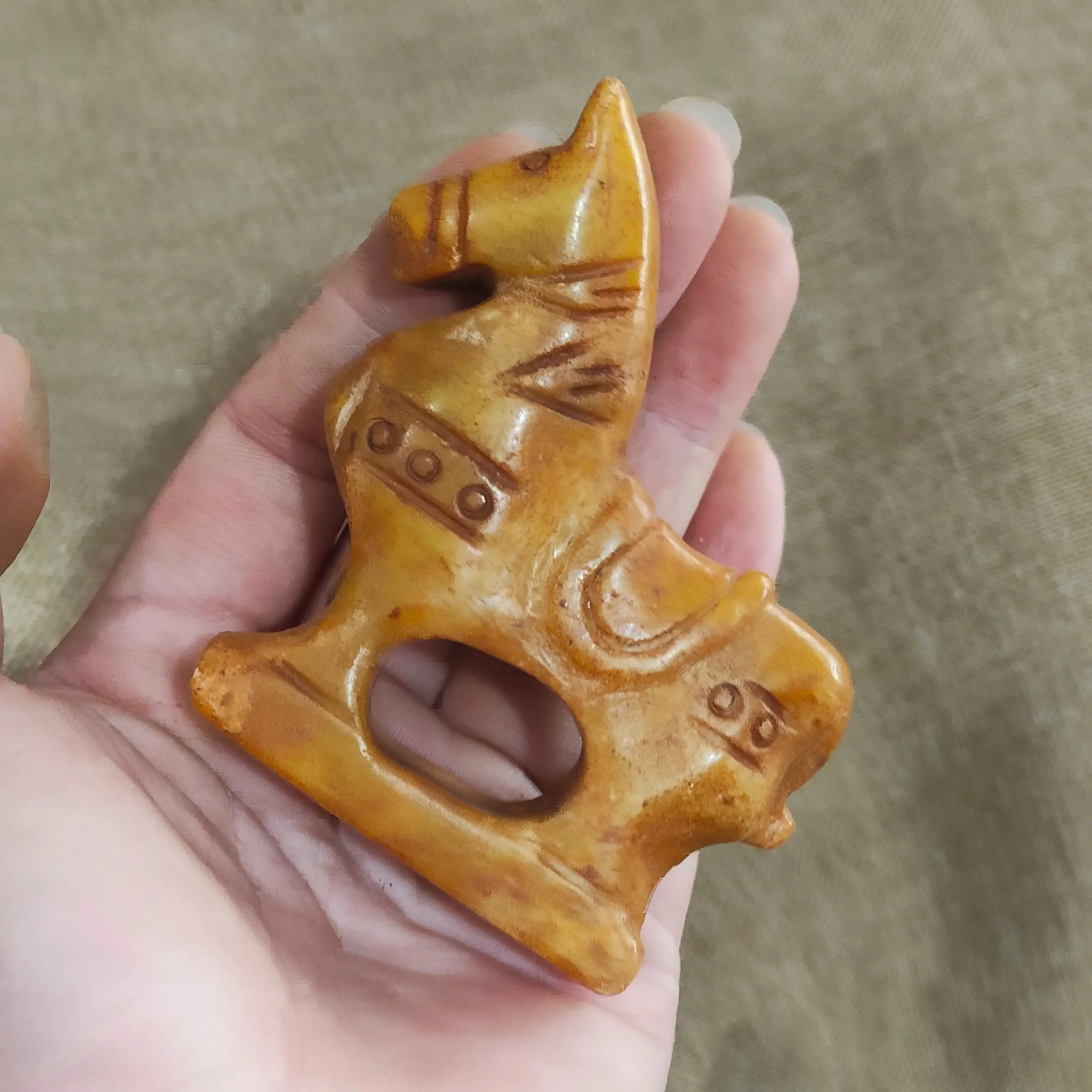 Vintage Xiuyan jade carvings and jade ornaments, ancient jade, old jade, Tang Dynasty horse jade stone ornaments, China