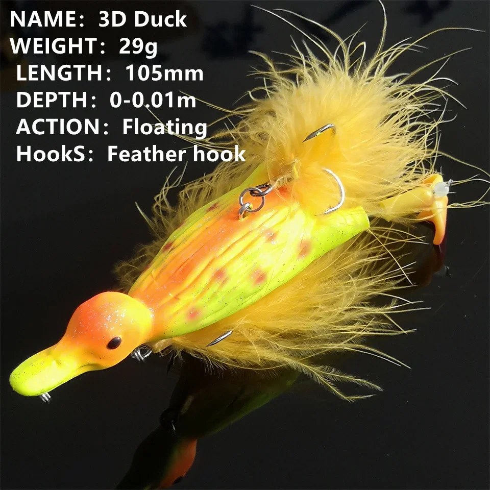 3D 29G DUCK Topwater Angelköder Schwimmender künstlicher Köder Plopping and Splashing Feet Hard Fishing Tackle Geer – Detail 7