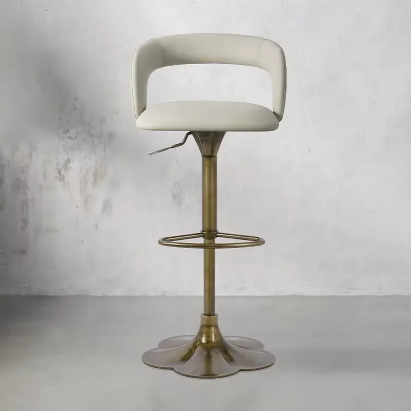 Light Luxury Bar Stool with Rotating Seat and Adjustable Height Armrests Customizable Design