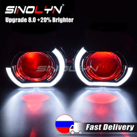 Sinolyn Angel Eyes 2.5 Inch Bi Xenon Lenses For Headlights H7 H4 Car Lights Projector Lens DRL Devil Headlight Car Accessories