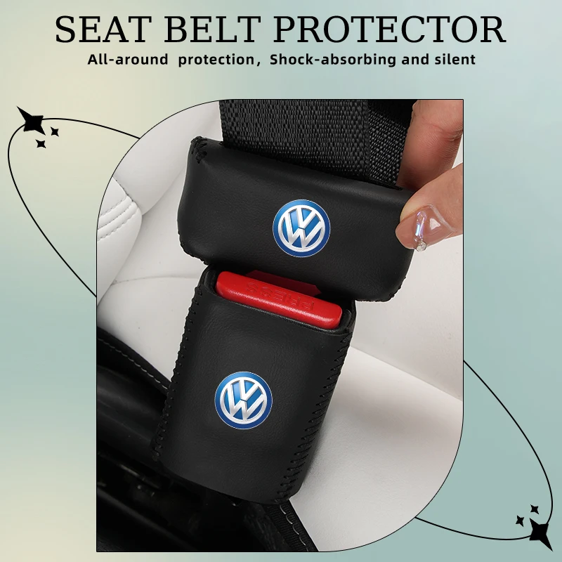 2 pz auto cintura di sicurezza fibbia Clip protezioni coperture in pelle accessori per Volkswagen VW Jetta Golf Beetle EOS GTI MK2 MK4 MK5 MK6