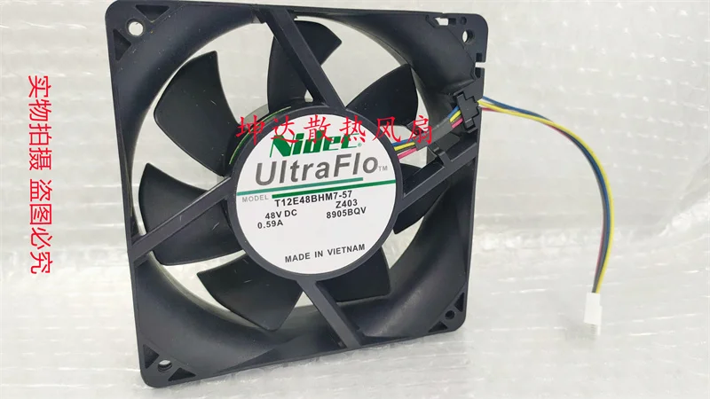 Ltsf ل Nidec T12E48BHM7-57 تيار مستمر 48 فولت 0.59A 120x120x38 مللي متر 4-سلك مروحة تبريد الخادم 12 سنتيمتر