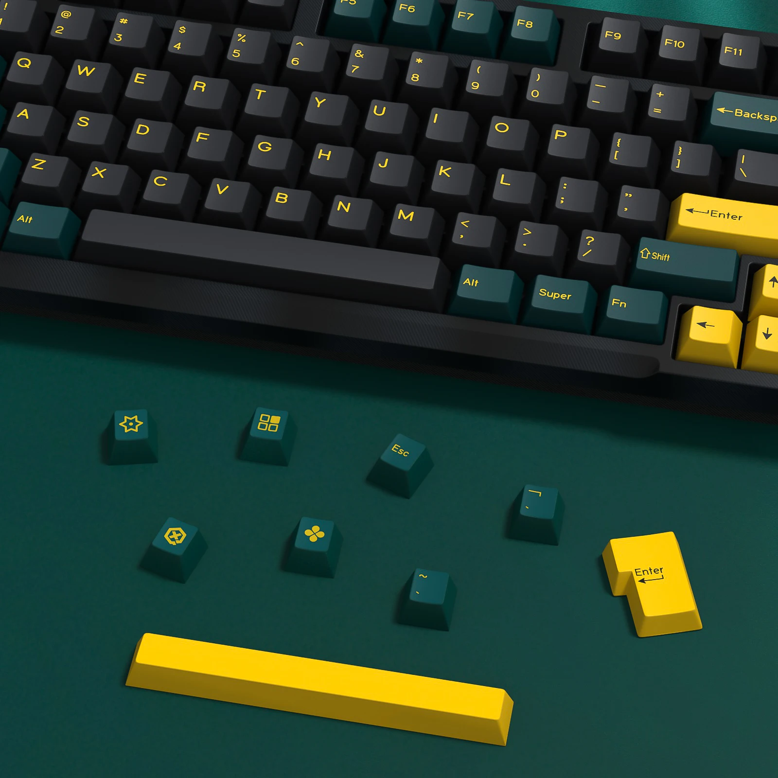 Imagem -04 - Kbdiy-gmk Marrsgreen Keycap Perfil Cereja Tiro Duplo Pbt Iso Faça Você Mesmo Gamer Kit Teclado Mecânico Gaming Point