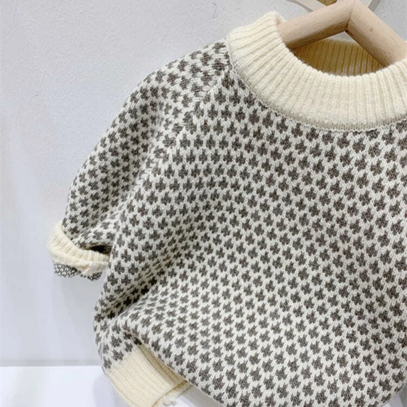 Boys Woolen Sweater Crochet Cotton Windbreak 2024 Popular Thicken Autumn Winter Outwear School Warm Children\'s Clothing