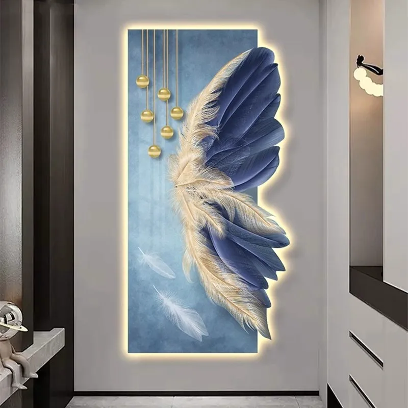 Imagem -02 - Modern Irregular Feather Led Lâmpada de Parede Luminosa Pintura Interior Living Room Entrance Dining Room Bedside Decoration