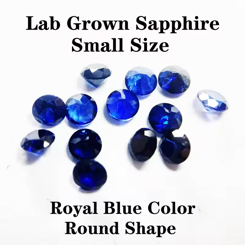 Zafiro cultivado en laboratorio, forma redonda, Color azul real, piedras preciosas de tamaño pequeño para anillo, collar, pendientes, fabricación extremadamente brillante