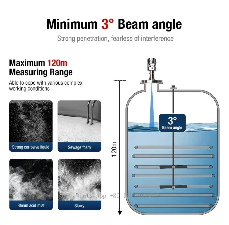 Radar Level Measuring Instruments With High Temperature Anti-corrosion Radar Liquid Level Sensor