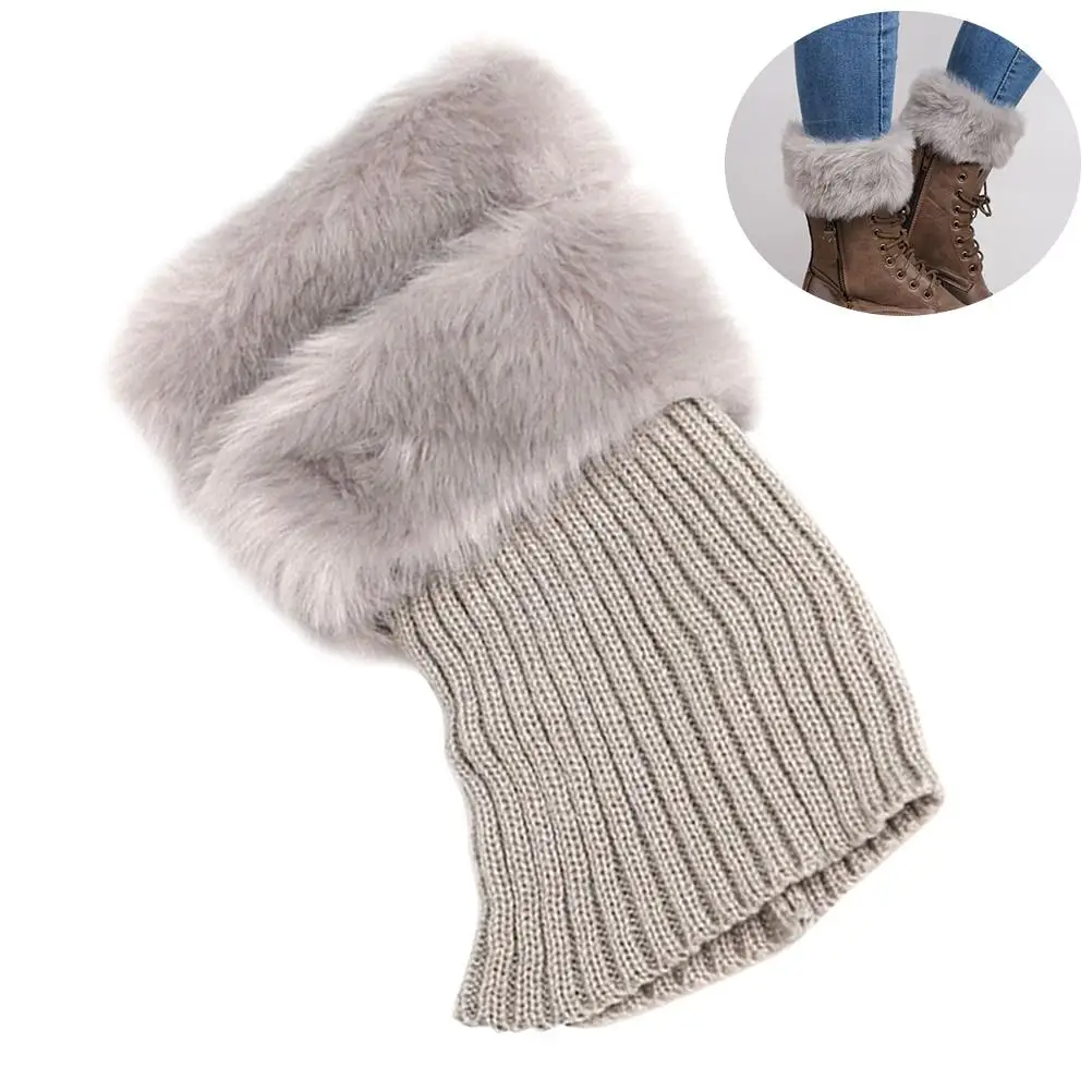 

Female Anklets Light Grey Warm Female Anklets Acrylic Faux Trim Short Cropped Booties Set Winter Socks