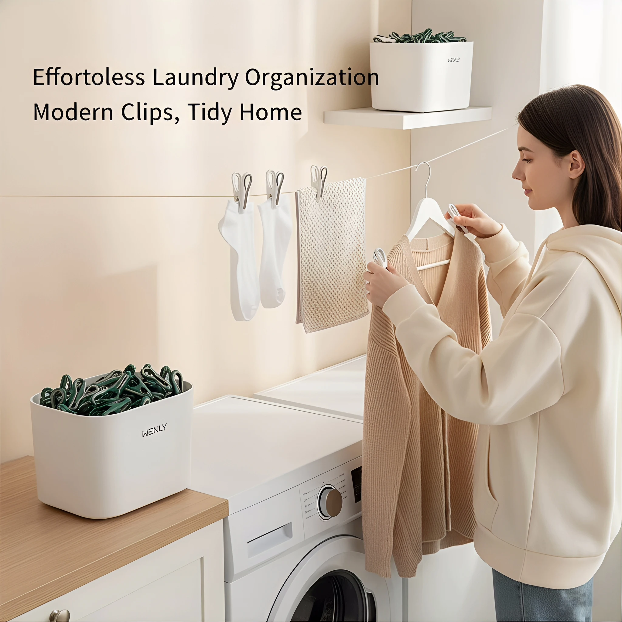 12/24/36pcs Clothes Pins With Storage Basket Household Food Clip Socks Underwear Rack Holder Plastic Laundry Hanging Pegs Clips