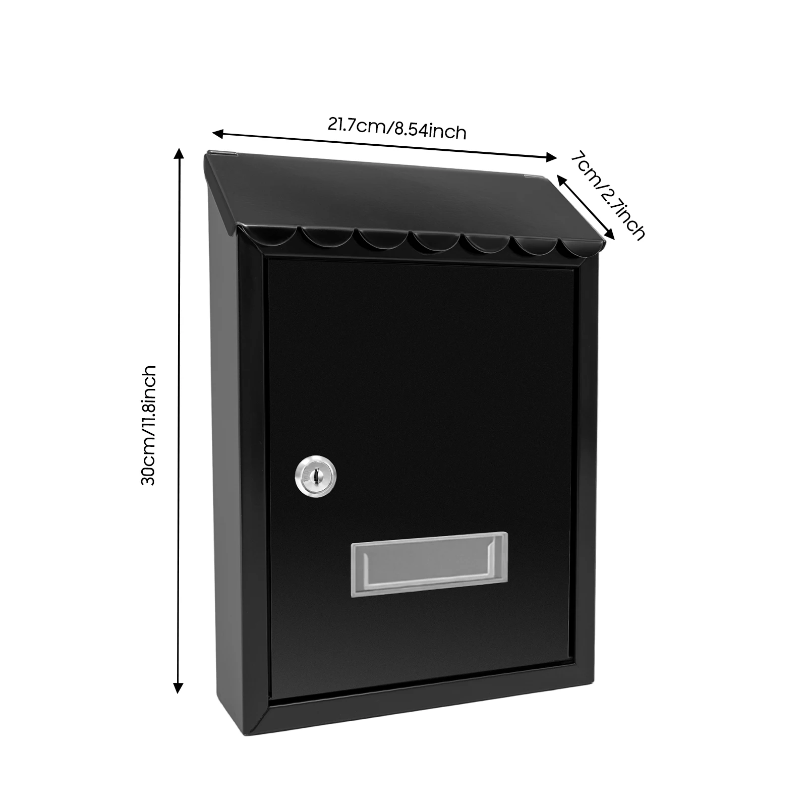 30cm/11.8in Wall-Mount Mailbox, Mailbox with Key Lock, Iron Mail Box for Store Mail, Checks, Keys