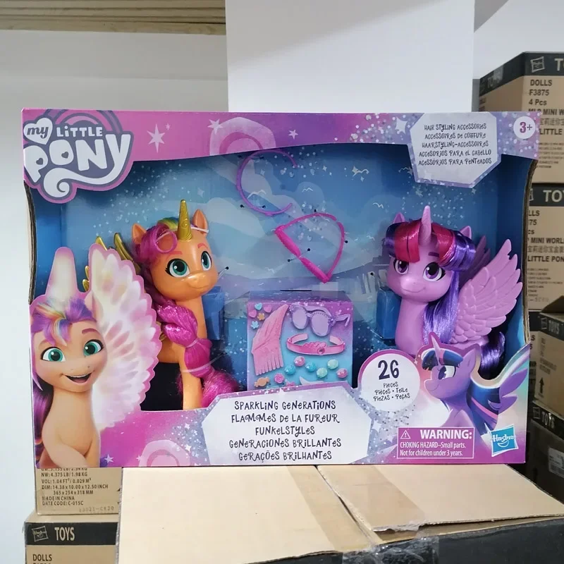 

Экшн-фигурка пони Hasbro My Little Pony, набор светящихся и блестящих кукол с сумерками и блестящими хорошими друзьями, Игрушечная модель, коллекционные украшения, подарки для детей