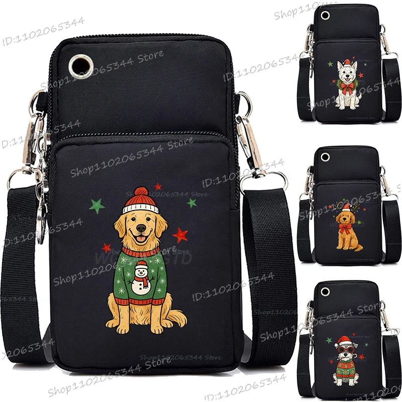 

Christmas Mini Crossbody Bags Golden Retriever Bulldog Shoulder Bag Creative Cartoon Merry Christmas Women Kids Messenger Bags