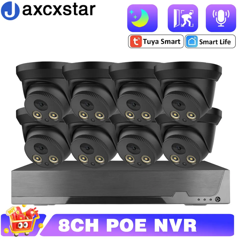 

Tuya 4K 8CH POE NVR Camera Video Kit Outdoor Waterproof 4CH IP Bullet Camera Video Surveillance System Security System Settings