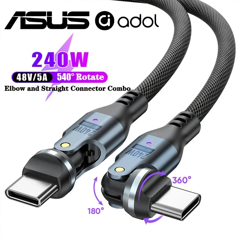 

ASUS 240W USB C To Type C Cable For iPhone 16 15 Promax PD3.1 5A Super Fast Charging Data Cord For Macbook iPad Laptop USBC Wire