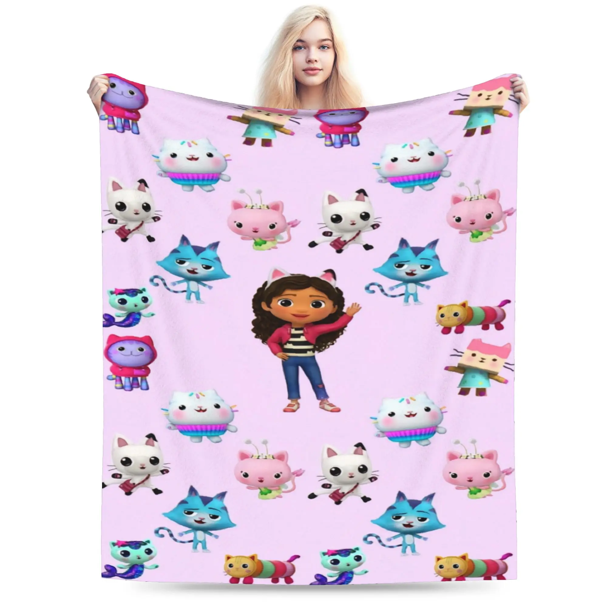 Gabbysed dollhouses Flannel Blanket Winter  Warm Soft Bedding Throws for Kids Adult Home Decor Print Bedspread Sofa Bed Cover