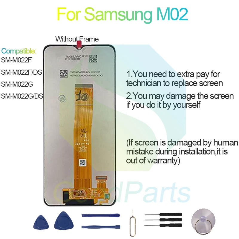 Per Samsung M02 schermo LCD 6.5 "SM-M022F/G/DS M02 Touch Digitizer Assembly sostituzione