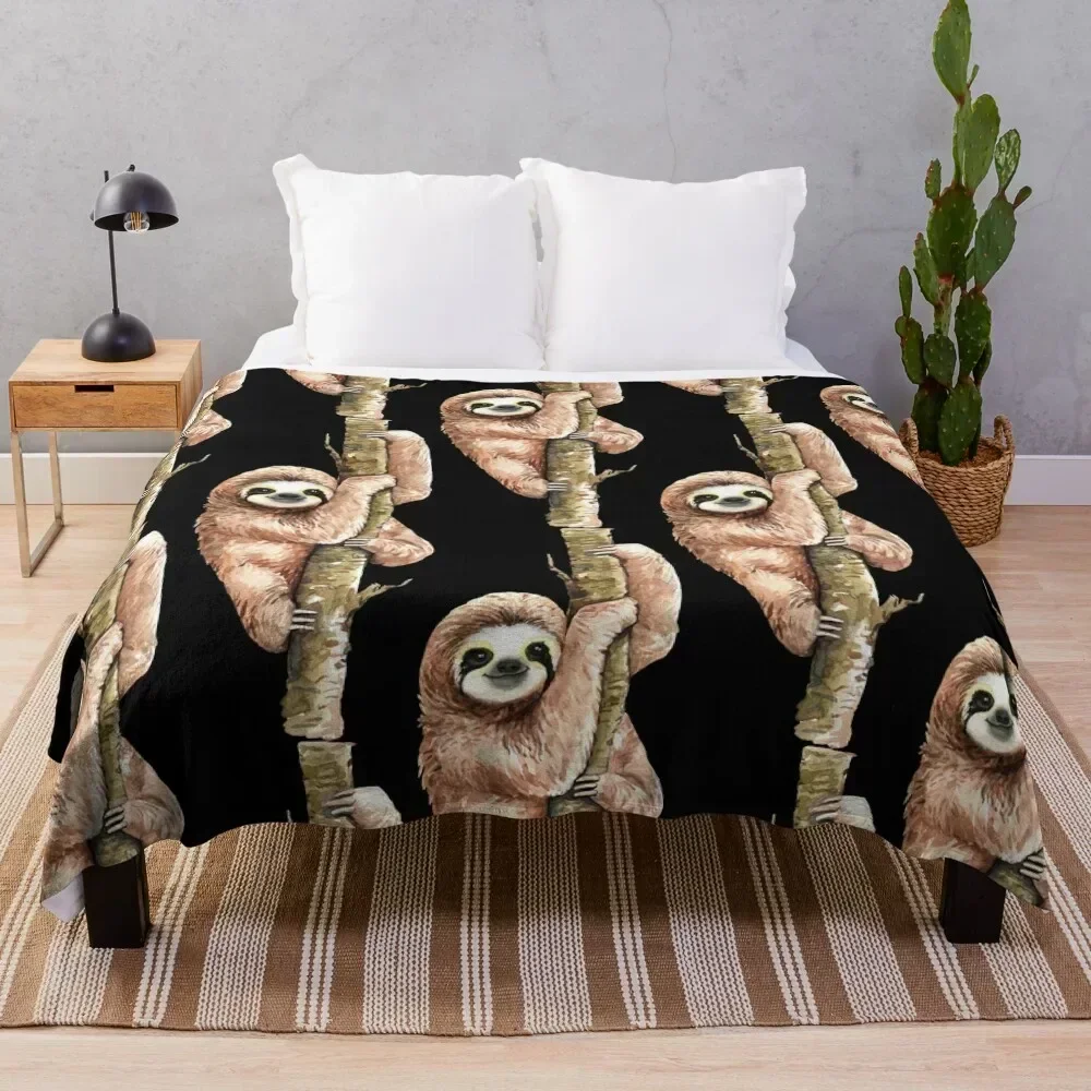 

Sloth On A Tree Throw Blanket Thin Summer Luxury Blankets
