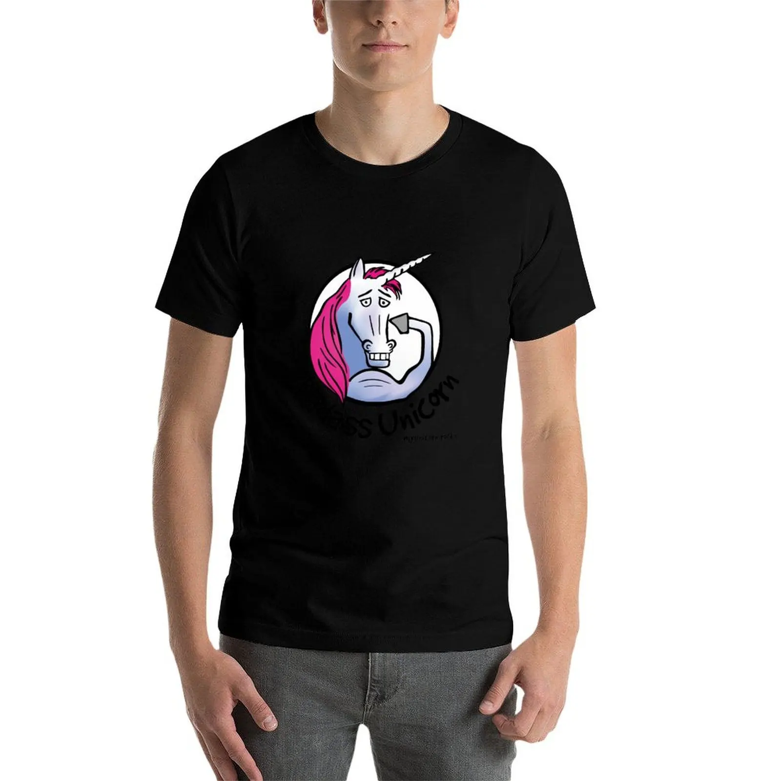 تي شيرت Badass Unicorn تي شيرت مطبوع للرجال تي شيرت للرجال تي شيرت برسومات