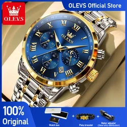 OLEVS 5529 Mens Watch Original Waterproof Luminous Quartz Watch Automatic Date Watch For Men Moon Phase With Box Reloj Hombre