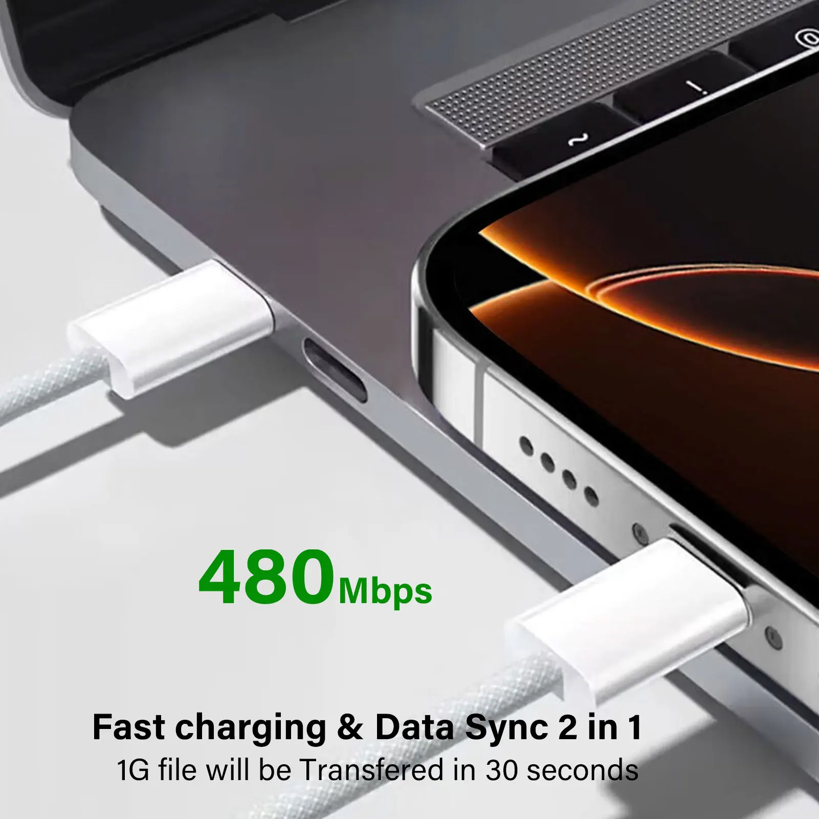 60 واط USB C كابل آيفون 16 15 زائد برو ماكس سامسونج نوع C كابل ل Xiaomi ماك بوك برو باد PD شاحن سريع الحبل نوع C كابل
