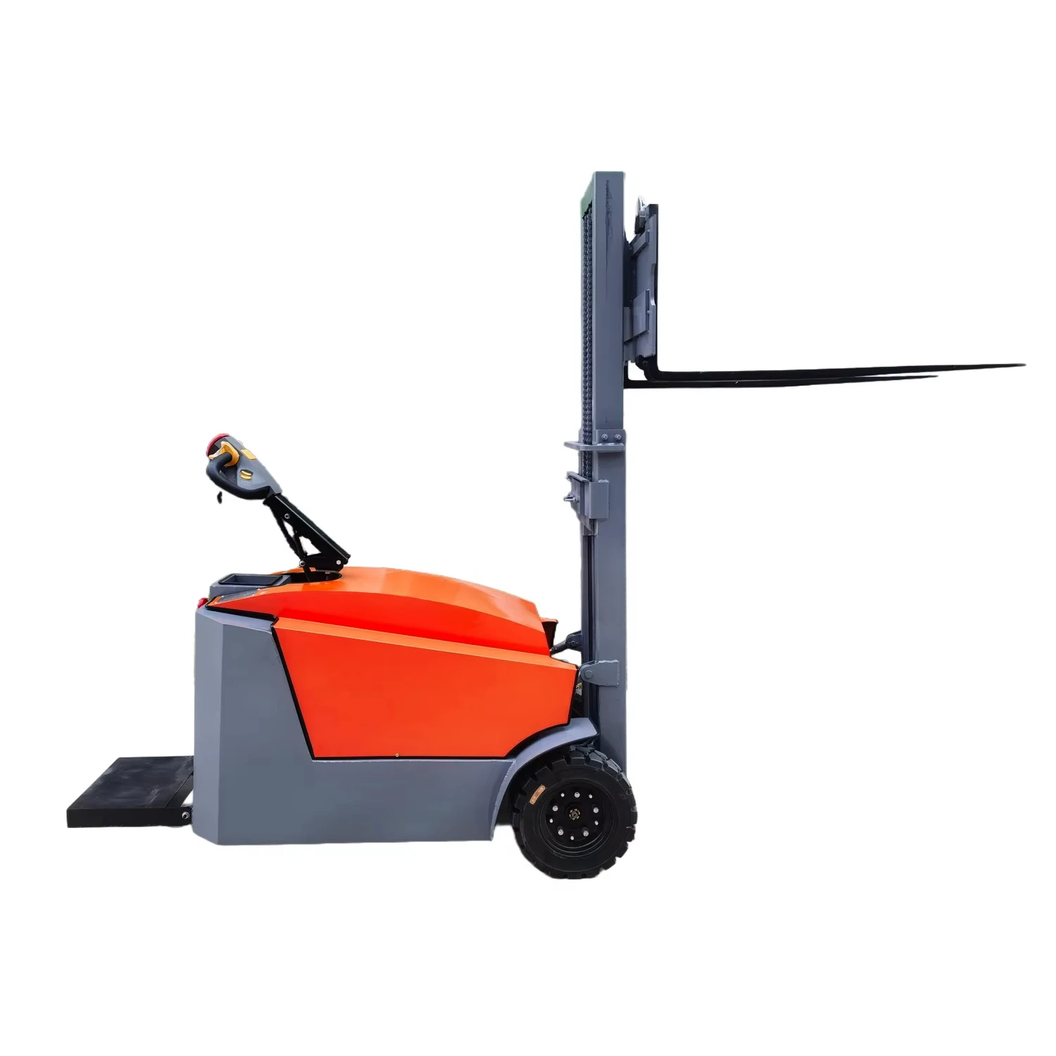 Трехколесная подставка, мини-вилочный погрузчик, полный электрический вилочный грузовик, низкая цена, штабелер поддонов с большими колесами для неравномерного земли