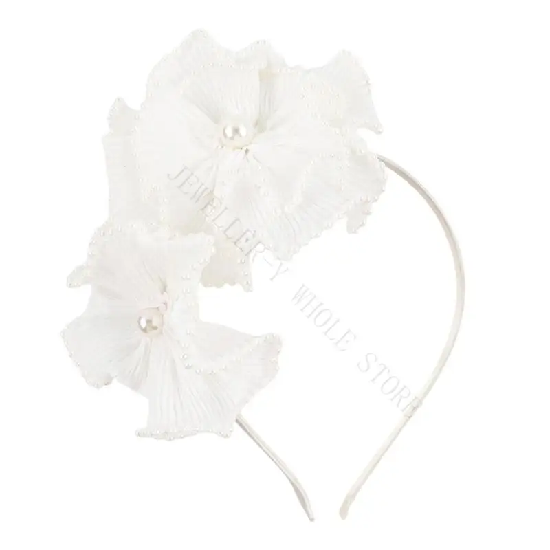 R7UF Pearls Embellished Hair Ornament Hair Flower Clip for Ladies for Weddings Beverage Parties & Old Themed Event
