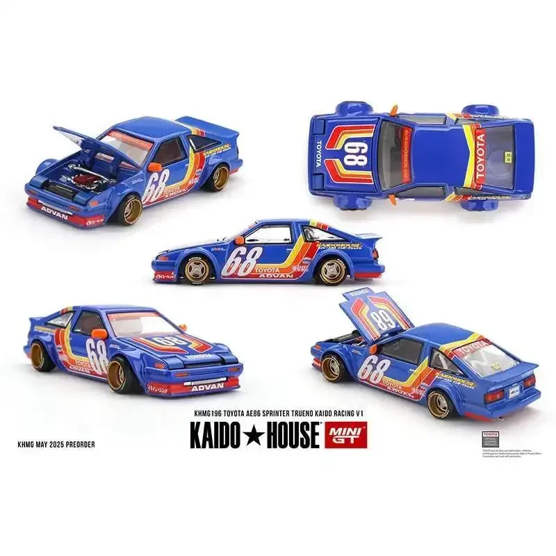 

Предпродажа KHMG 196 1:64 Toyota AE86 Sprinter Trueno Kaido Racing V1, модель автомобиля с открывающимся капюшоном, литой под давлением Kaido House MINIGT