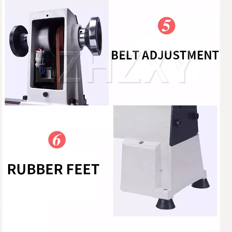 550W/900W Woodworking Lathe Variable-Speed Woodworking Lathe Tailstock Features Trapezoidal Thread Adjustable Speed