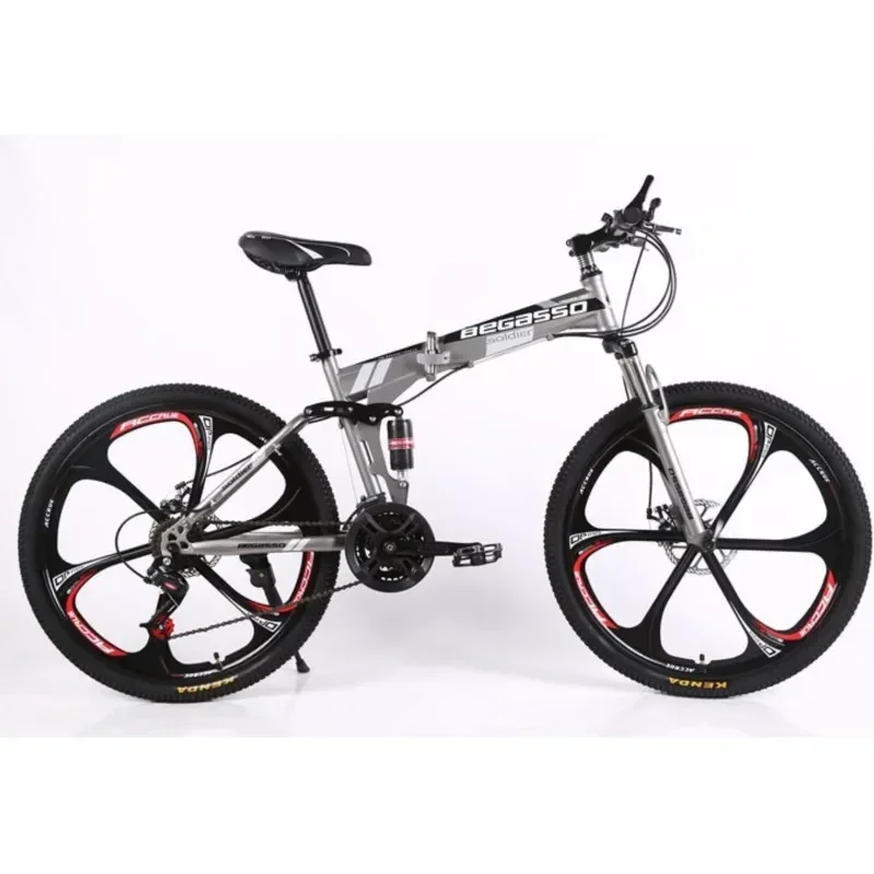 26/24 Inch Adult Student Riding Folding Bicycle Shock-absorbing Disc Brake Variable-speed Soft Tail Mountain Bike