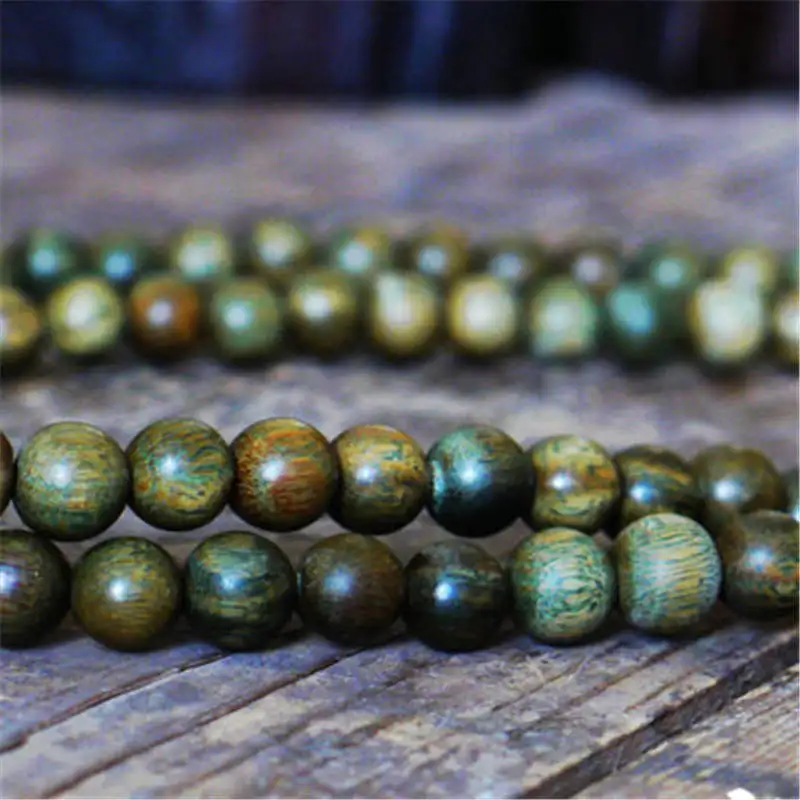 Natural Green Sandalwood Beaded Bracelets 6mm for Girls Buddhist 108PCS Meditation Prayer Mala Fragrant Verawood BRO695