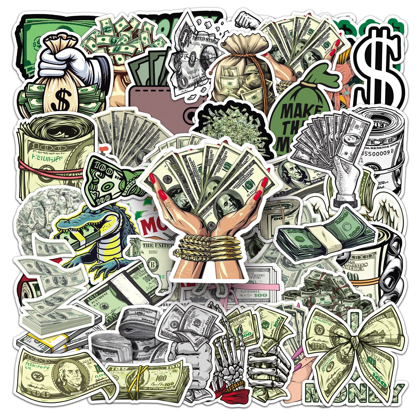 50Pcs Cute Cartoon Dollar Series Cartoon Cute Waterproof Sticker Skateboarding Retro home decal Sticker