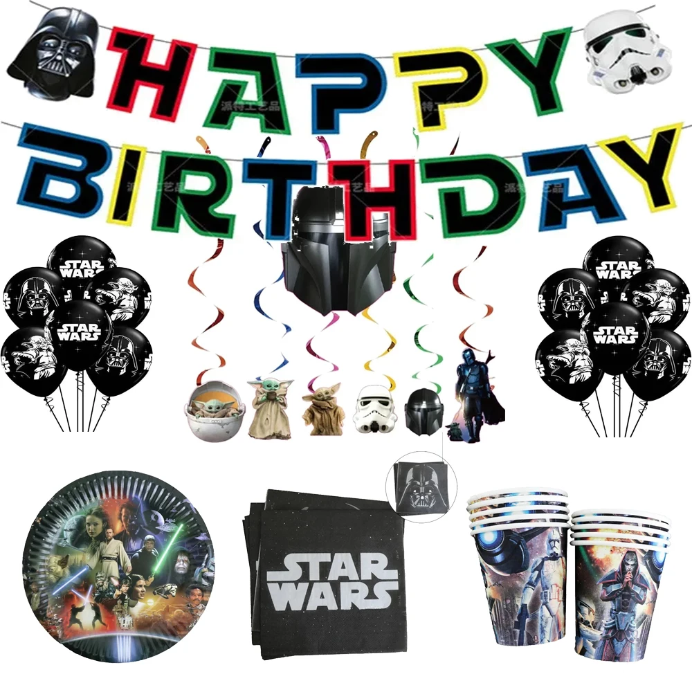 Star Wars Birthday Party Theme Supplies Jednorazowy kubek Talerz Serwetka Obrus Balon 3D Dekoracja urodzinowa dla dzieci Prezent na Baby Shower