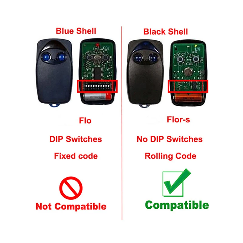 NICE FLORS FLO2RS FLO4RS Garage Door / Gate Remote Control Compatible With NICE ERA FLORE FLO2RE FLO4RE INTI2 INTI 2 433.92MHz - view 2