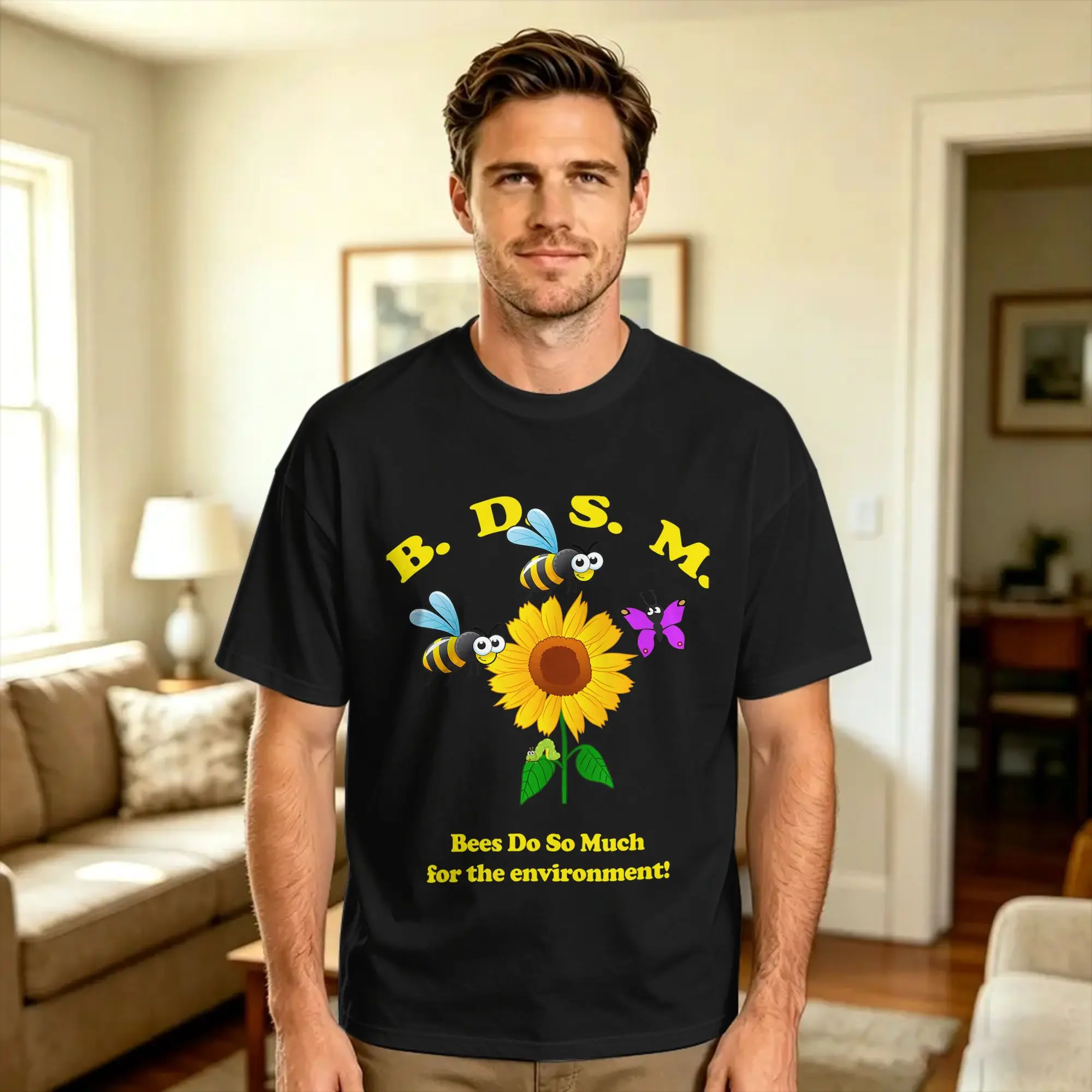 B D S M bees do so much for the environment T-Shirt  Hippie T-Shirts Short Sleeves Vintage Tshirt Beach Cotton Plus Size Tees