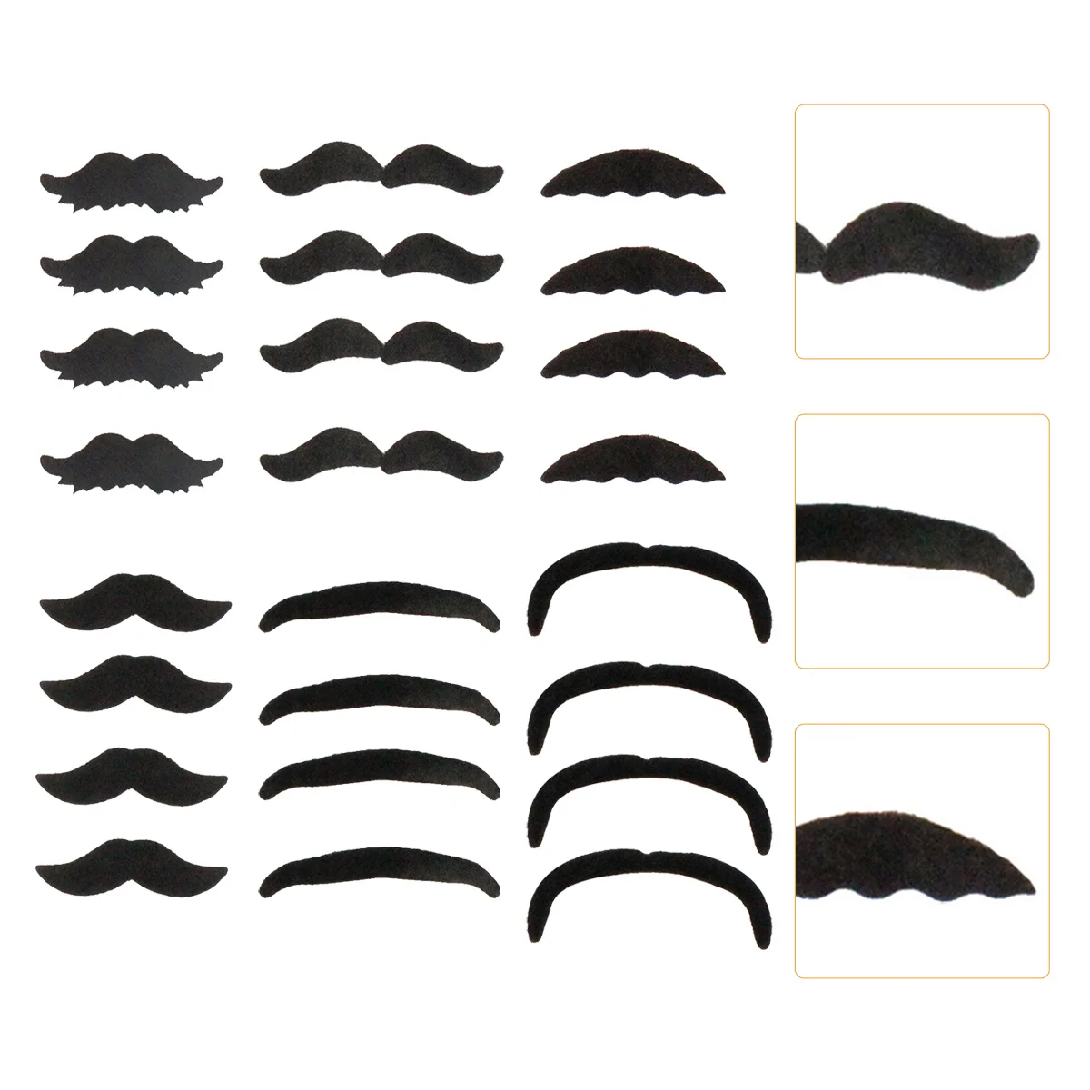 24 Uds. Bigotes de barba falsa para disfraz, novedad, pegatinas para festivales, disfraces autoadhesivos de Halloween, ropa para hombres