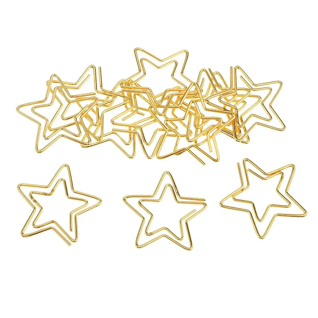 12pcs Golden Star Paper Clips Office Home Photo Storage Clips Stationery