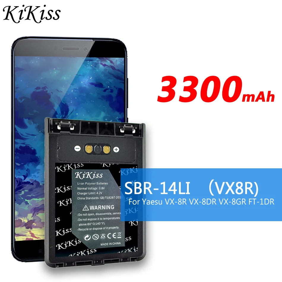 

KiKiss Powerful Battery SBR-14LI (VX8R) 3300mAh For Yaesu VX-8R VX-8DR VX-8GR FT-1DR FT1XD FT-2DR radio FNB-102LI FNB-101Li