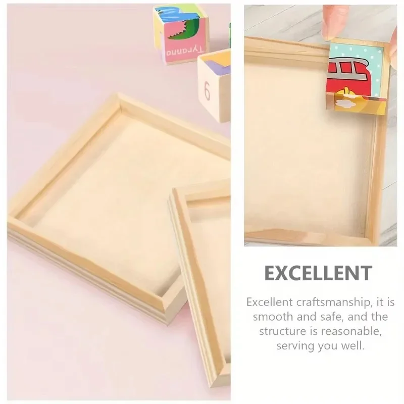 12cm square wooden tray hexagonal painting tray 9/16 puzzle pieces 3d wooden tray solid toy storage tray