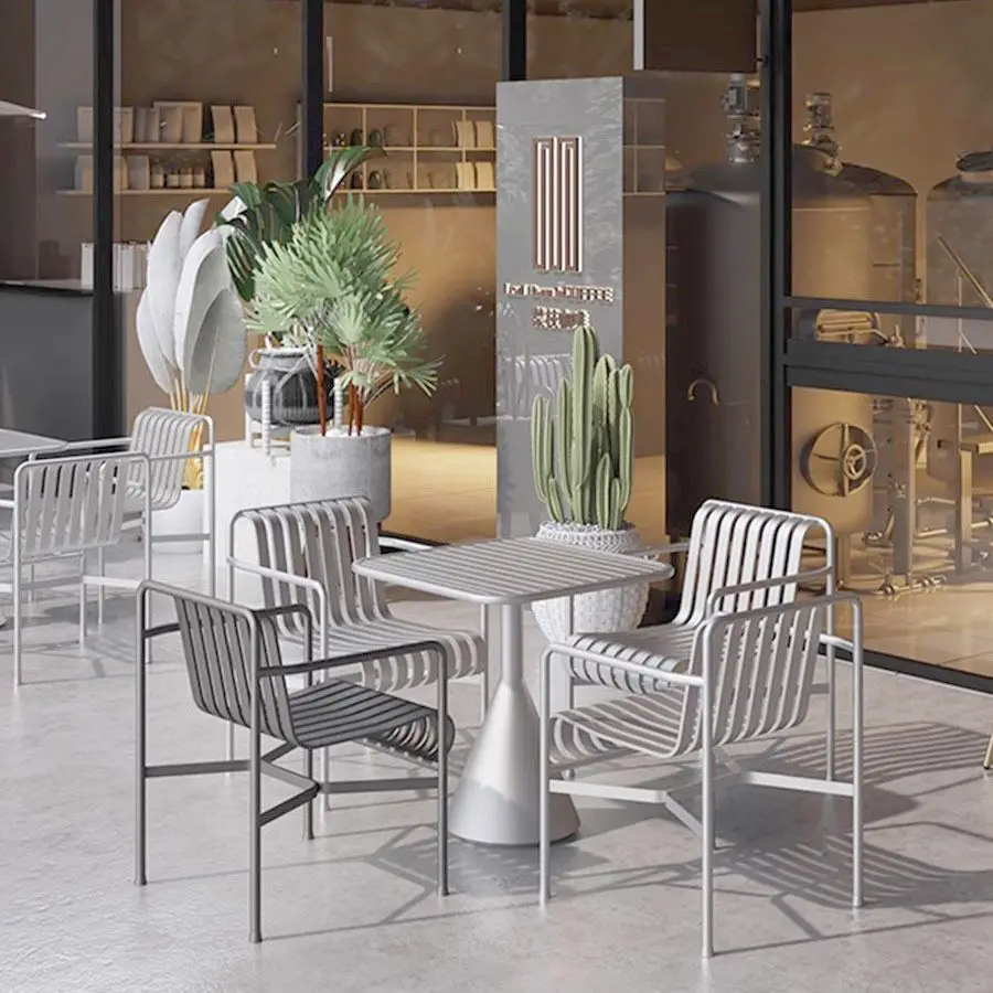 

#Modern Simple Outdoor Metal Table And Chair Set For Courtyard Balcony Casual Wrought Iron Design China