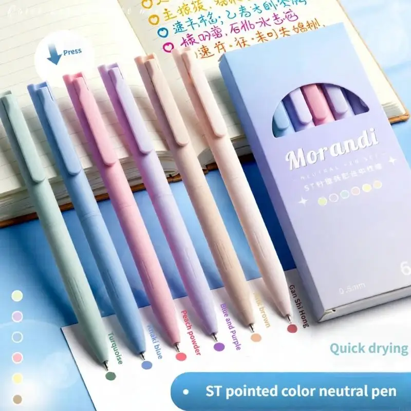 

6Pcs/set Gel Pen Quick-Drying 0.5mm Fine Point Roller Ball Pen Straight Liquid Gel Pen for Smooth Writing F19C