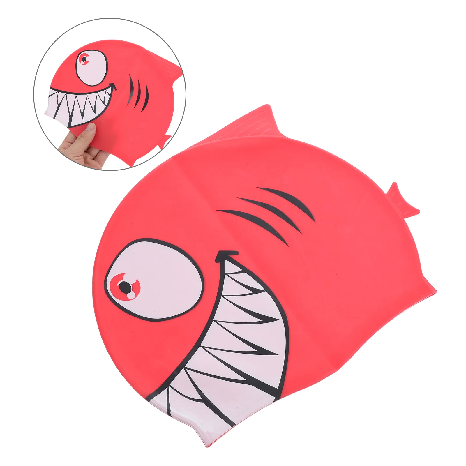 

Elastic Silicone Fish Shaped Swimming Cartoon Hat for Kids Children Waterproof Swim Cap Protects Hair for Kids