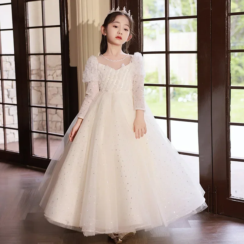 Girl's Princess Dress Flower Girl Dress 2024 New Children's Immortal temperament Host Piano Performance Dress