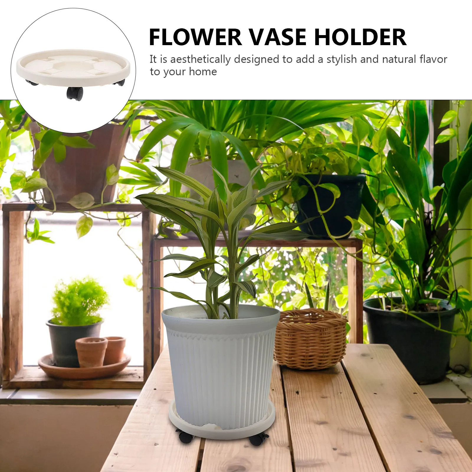 

Thickened Mobile Flower Pot Stand Planter Holder Indoor Tray Trolley Movable Vase Flowerpot Rack