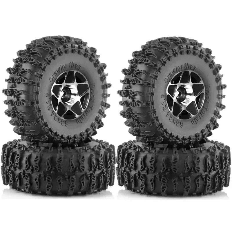 

4pcs 63mm Metal 1.3" Beadlock Wheel Rim Rubber Tire Set for 1/18 1/24 RC Crawler Axial SCX24 AX24 TRX4M FCX24 Upgrade Parts