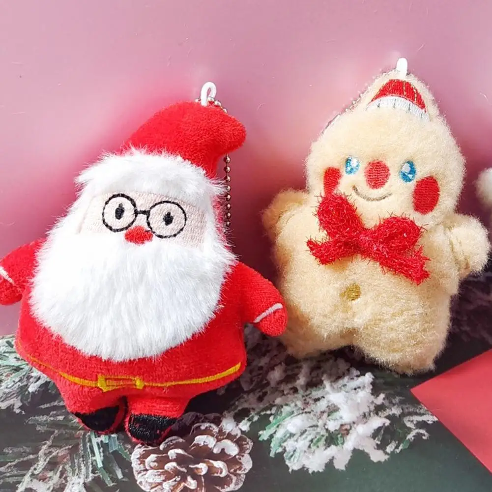 Cute Cartoon Plush Christmas Series Doll Ornaments Hanging Backpack Plush Decoration Pendants Santa Doll Creative Doll Gifts