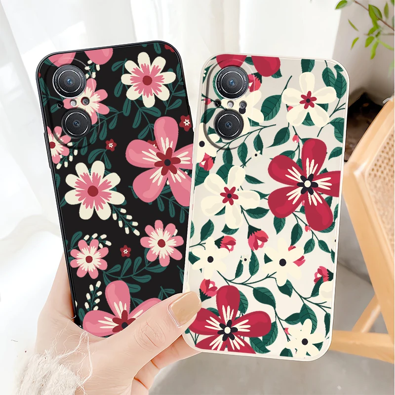 حافظة لهاتف هواوي P40 Lite P30 Pro Nova 9 6 SE 8i 7i 5T P20 Y7A Y7P Y7 Y9S P Smart 2021 موضة الأزهار طباعة ماتي غطاء من البولي يوريثان #6