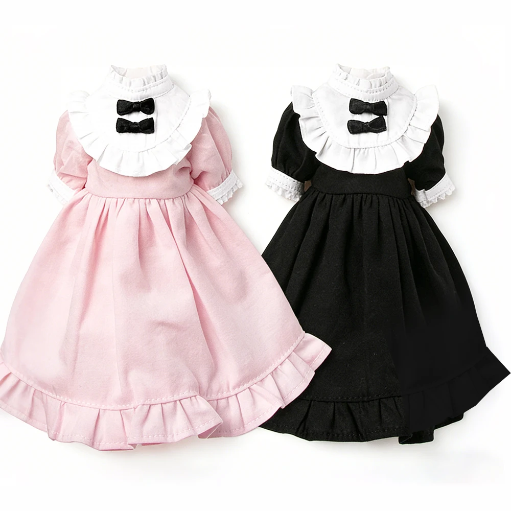 

Blyth Clothes Vintage bow skirt short-sleeved dress waiter uniforms maid suits For Ymy Licca Ob22 24 Ker YMY Doll Accessories