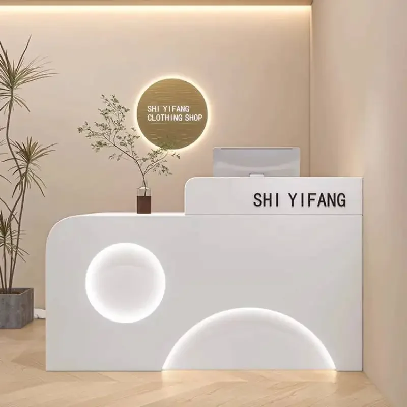 Boutique Hotels Reception Desks Luxury Modern Weight Clothing Reception Desk White Business Bancone Per Negozio Office Furniture
