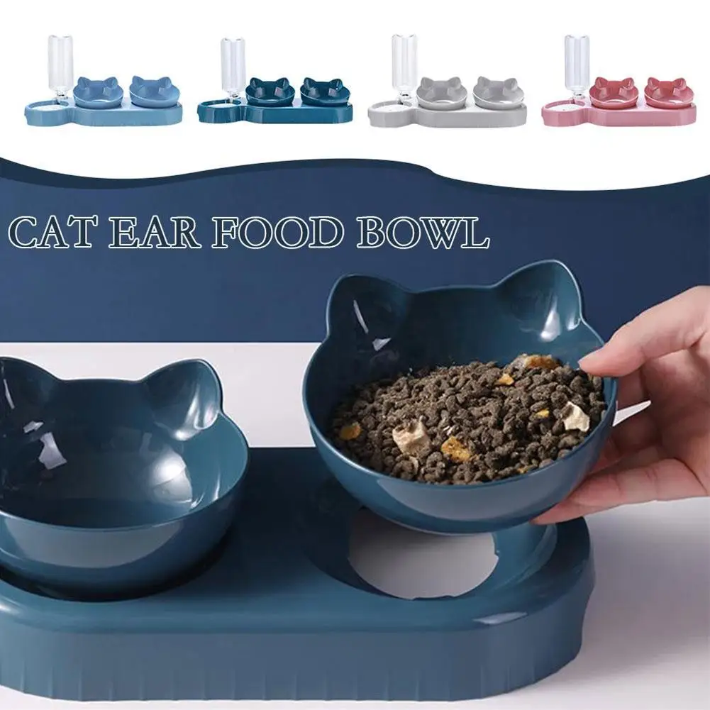 Food Bowl Pet Automatic Feeder Water Dispenser Double Cervical Slip Spinee Food Anti Container Protects Dog Bowl F4r1