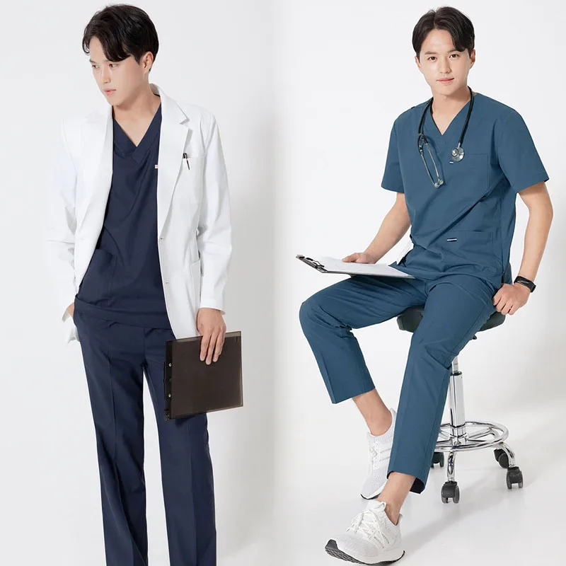 

Korean Sle High End Operating Theatre Coat Scrubs Dental Doctor Nurse Surgical Isolation Gown Separate Set for Men And Women